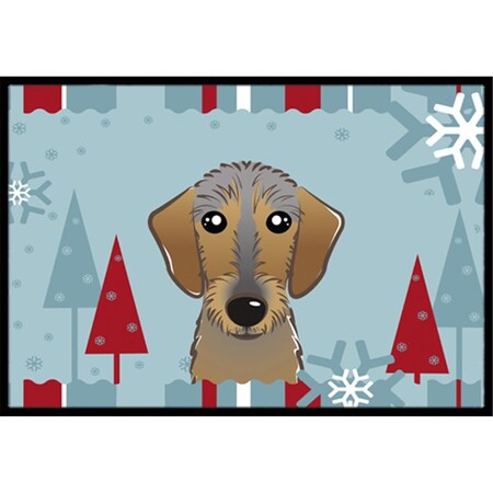 Jensendistributionservices Winter Holiday Wirehaired Dachshund Indoor & Outdoor Mat, 18 x 27 in. MI2556716